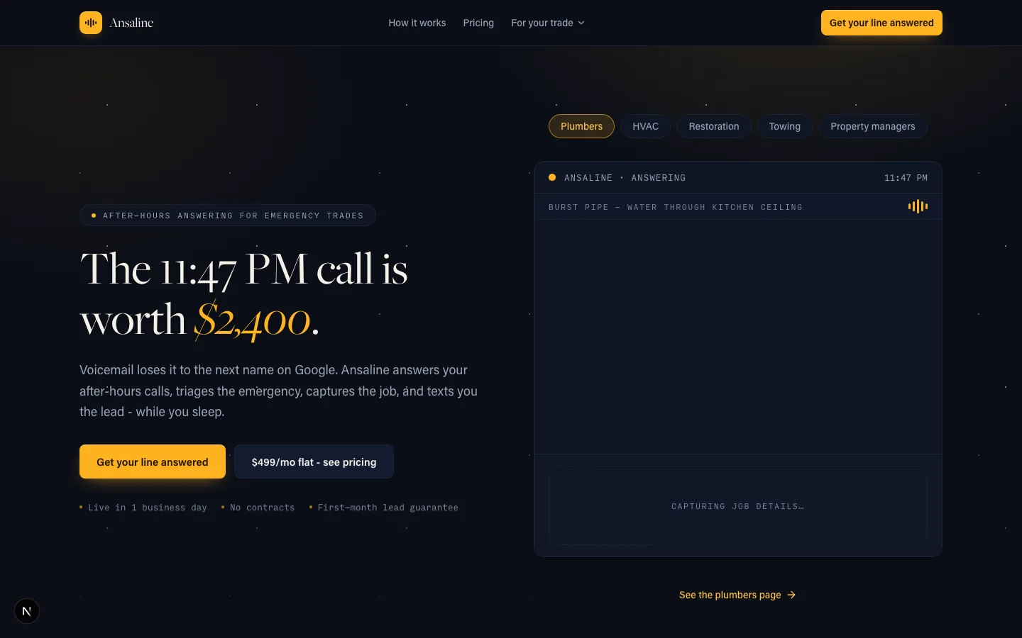 Ansaline AI receptionist product interface